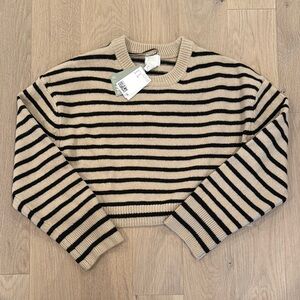 Striped Beige and Black Women's Sweater